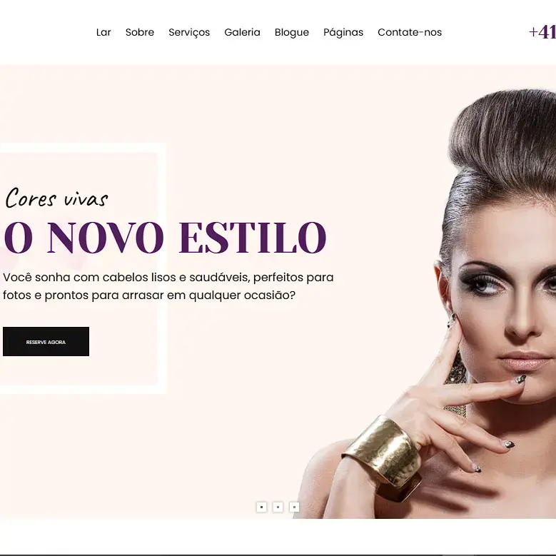 Demonstração de site para salão de beleza